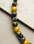 Full Blue Pottery Bead Long Necklace (Yellow)